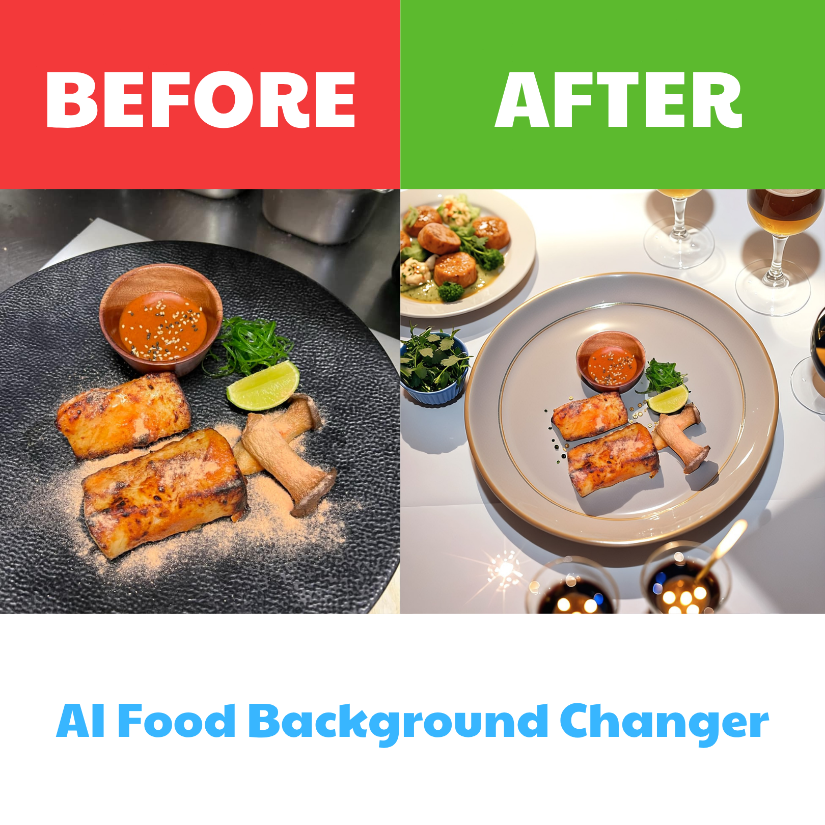 after using AI food background changer