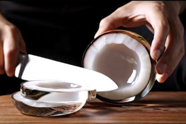 coconut ASMR Fruit-Cutting Video